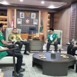 Ketua PW GP Ansor Sulsel Muhammad Ridwan Yusuf saat melakukan koordinasi pelaksanaan PKN dan Susbanpim bersama Wali Kota Makassar.