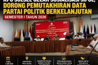 KPU Sulsel menggelar sosialisasi pemutakhiran data partai politik melalui Sipol Semester I Tahun 2026.