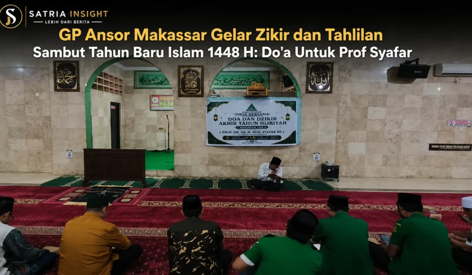 Kader GP Ansor Makassar mengikuti zikir bersama dan tahlilan dalam rangka Tahun Baru Islam 1448 Hijriah di Masjid H.M. Asyik.
