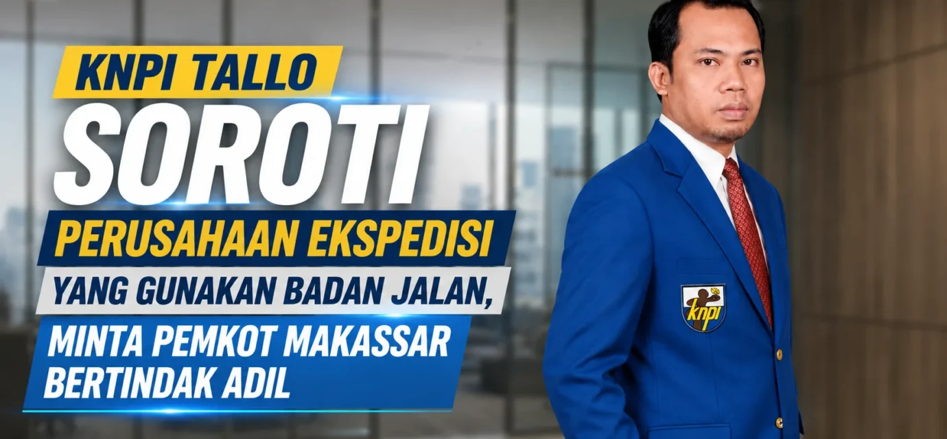Aktivitas bongkar muat perusahaan ekspedisi di badan jalan menjadi sorotan KNPI Kecamatan Tallo.