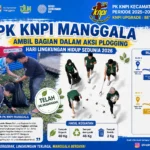 Ketua dan pengurus PK KNPI Manggala mengikuti aksi plogging Hari Lingkungan Hidup Sedunia 2026 di Kecamatan Manggala.