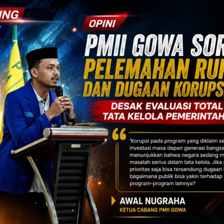 Ketua PMII Gowa Awal Nugraha menyampaikan pandangan terkait pelemahan rupiah dan dugaan korupsi Program Makan Bergizi Gratis.