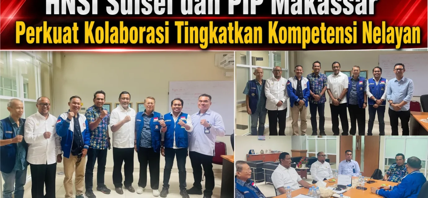 Pengurus HNSI Sulsel melakukan audiensi dengan PIP Makassar membahas pelatihan dan sertifikasi nelayan.