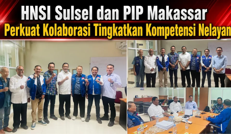 Pengurus HNSI Sulsel melakukan audiensi dengan PIP Makassar membahas pelatihan dan sertifikasi nelayan.