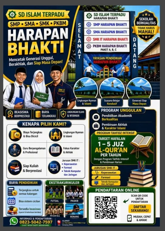 Penerimaan Peserta Didik Baru SMK IT Harapan Bhakti Makassar Tahun Ajaran 2026/2027.