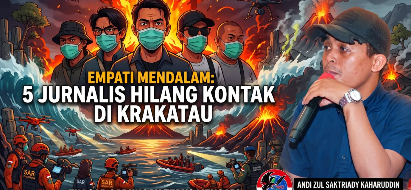 Pencarian 5 jurnalis hilang di Krakatau oleh tim SAR gabungan di Selat Sunda